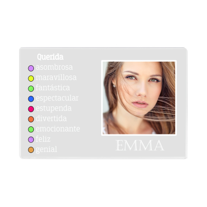 Vuelta al cole-Placa de acrílico en forma de rectángulo con nombre y foto personalizados