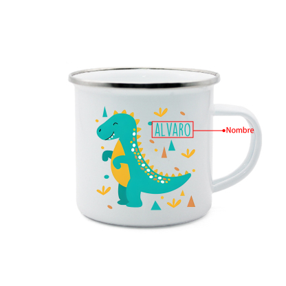 Vuelta al cole-Taza para niños "dinosaurio" con 1 nombre personalizado