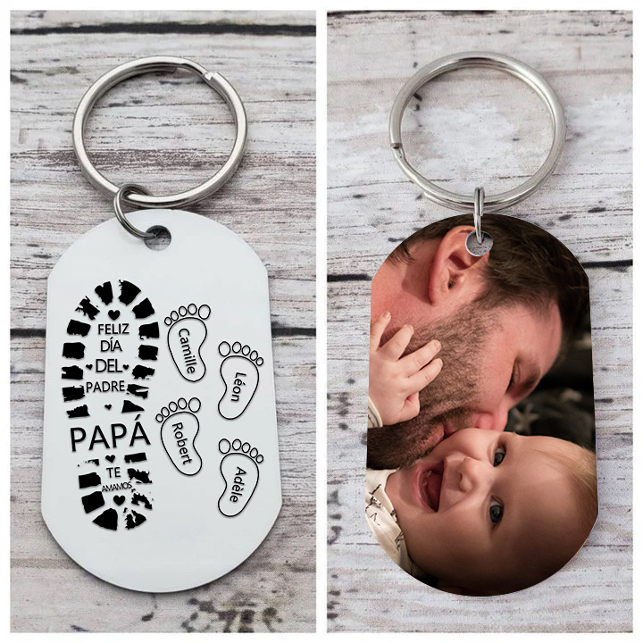 A mi papá-Llavero 1-5 Nombres Personalizados Huellas de Pie