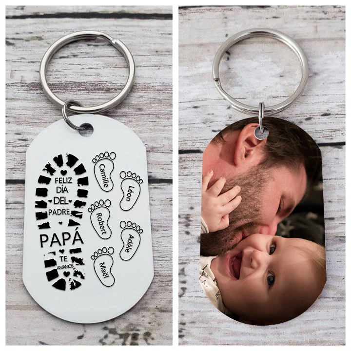 A mi papá-Llavero 1-5 Nombres Personalizados Huellas de Pie