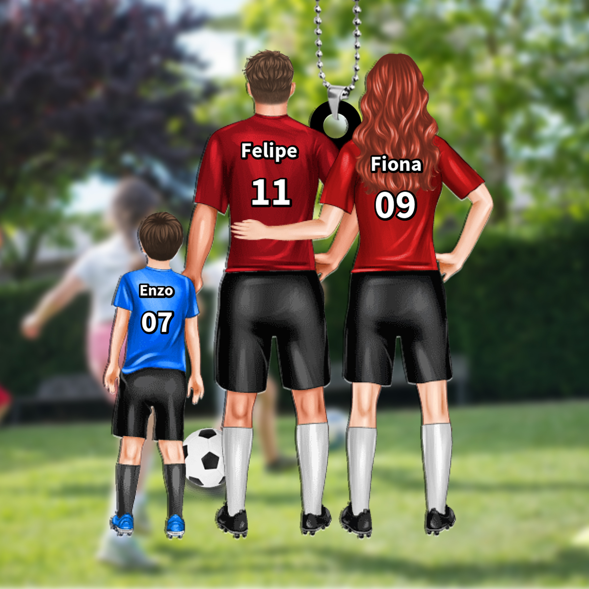 Llavero de acrílico fútbol padres e hijos 3-6 nombres y ropas personalizados | Jessemade