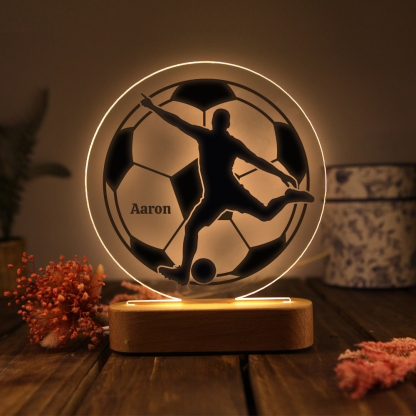 [Copy]Lámpara Ilusión 3D Luz de Noche LED Silueta de Chico con Fútbol con Nombre Personalizado