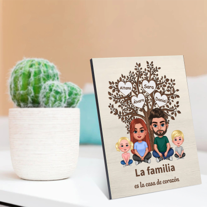 A familia - Lámina árbol de vida 2-7 nombres y apariencias personalizados con 2 textos marco de madera | Jessemade