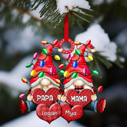 Navidad-Ornamento de duendes y corazones de madera para familia 3 nomb