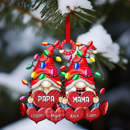 Navidad-Ornamento de duendes y corazones de madera para familia 3 nomb