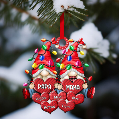 Navidad-Ornamento de duendes y corazones de madera para familia 3 nomb