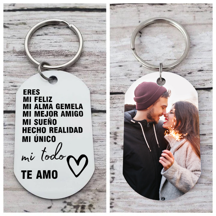 Llavero Personalizado con Foto y Mensaje de Amor Grabado | Jessemade ES