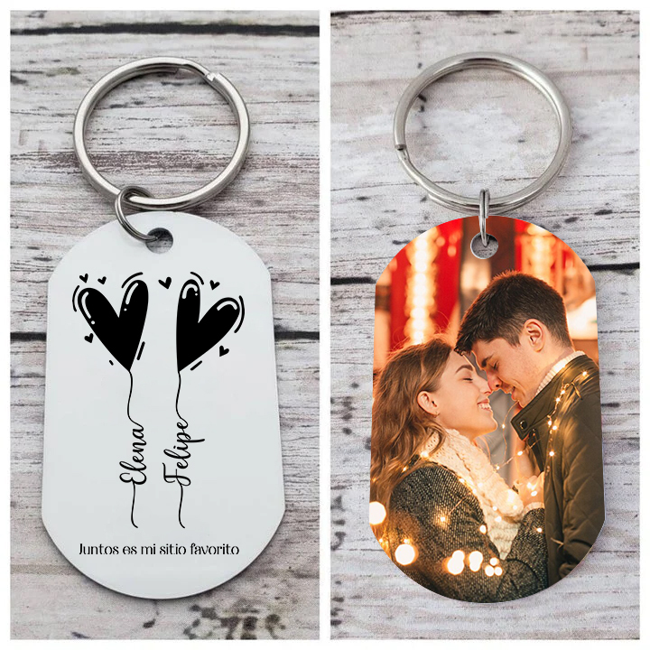 Llavero Personalizado para Parejas con Foto, 2 Nombres y Corazones | Jessemade ES