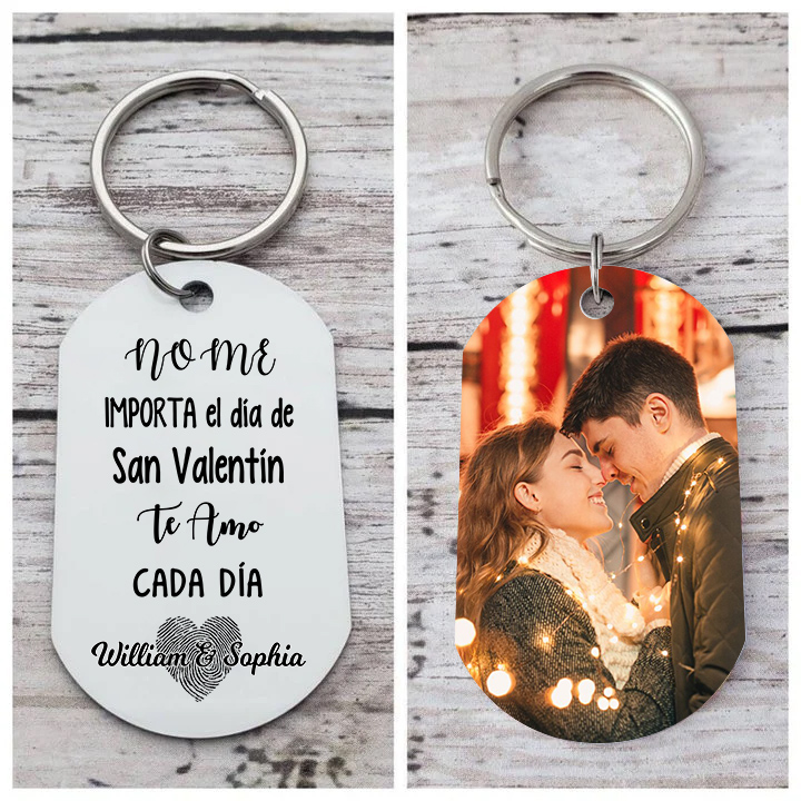 Llavero Personalizado con Foto, 2 Nombres y Corazón de Huellas | Regalo para Parejas | Jessemade ES