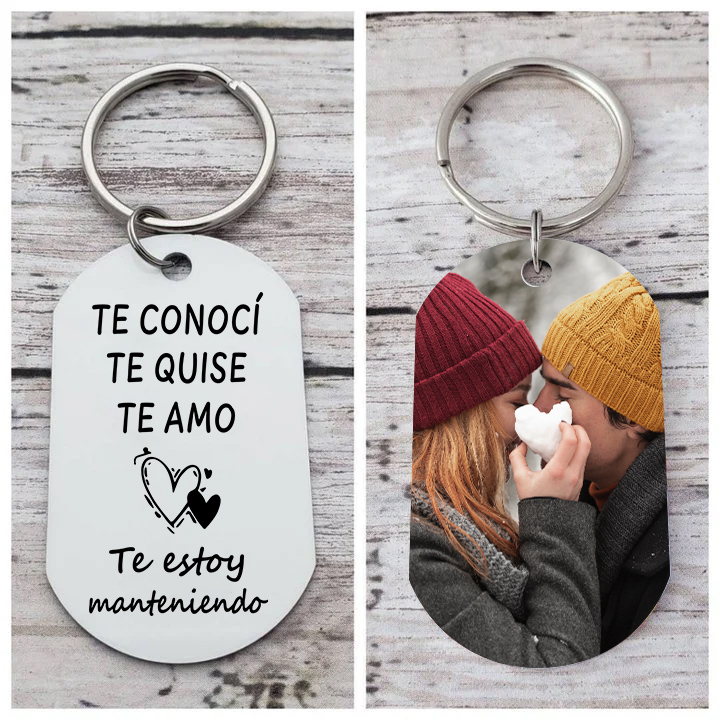 Llavero Personalizado con Foto y Dos Corazones Grabados | Regalo para Parejas | Jessemade ES