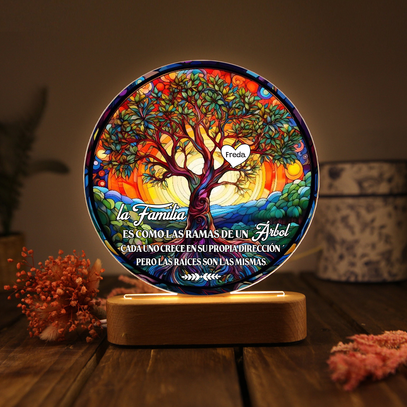 Lámpara de noche Árbol de la Vida para familia 1-8 nombres personalizados | Jessemade