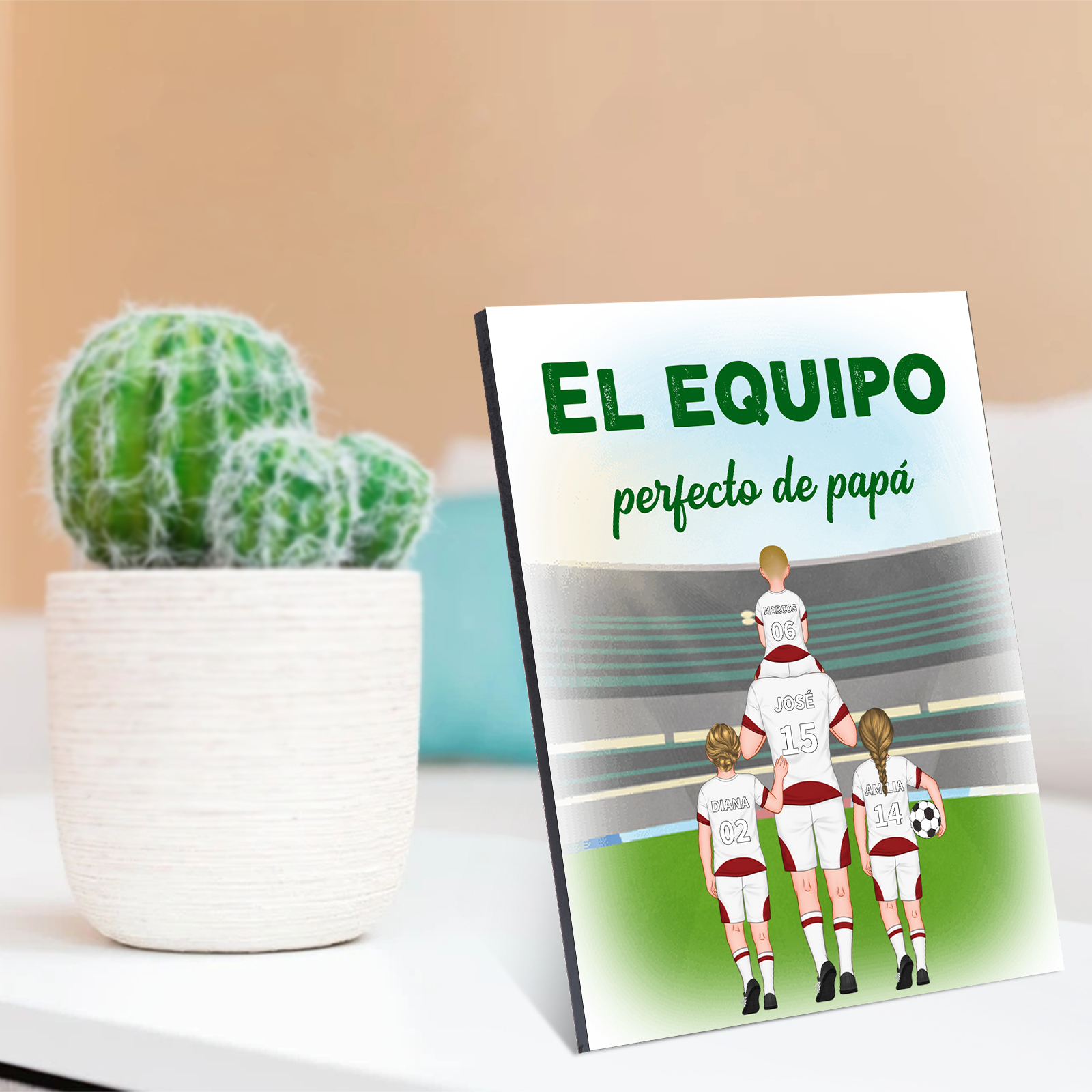 A mi papá - Lámina marco de madera de fútbol 2-9 nombres y números con 1 texto personalizados | Jessemade