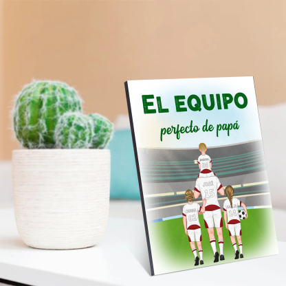 A mi papá - Lámina marco de madera de fútbol 2-9 nombres y números con 1 texto personalizados | Jessemade