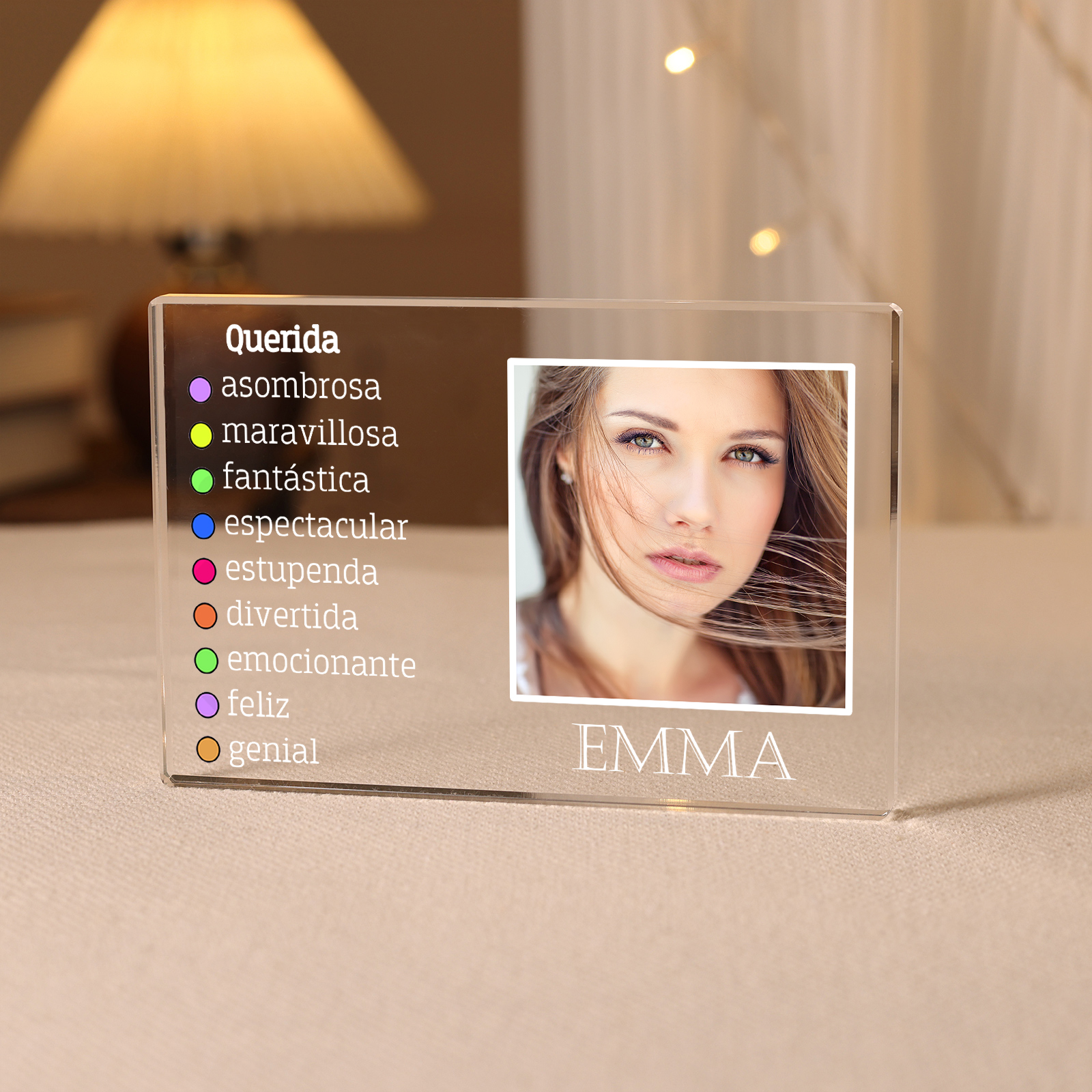 Vuelta al cole-Placa de acrílico en forma de rectángulo con nombre y foto personalizados