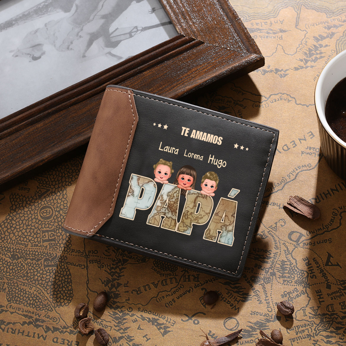 A papá-Cartera, billetera clásica con niños 1-6 nombres personalizados | Jessemade