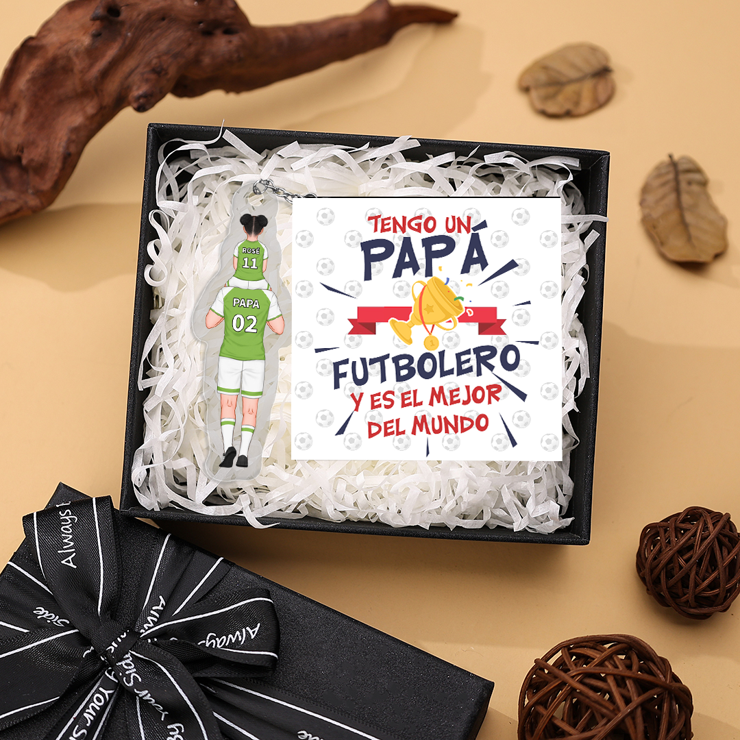Llavero de acrílico fútbol papá y niños 1-4 nombres y personajes personalizados
