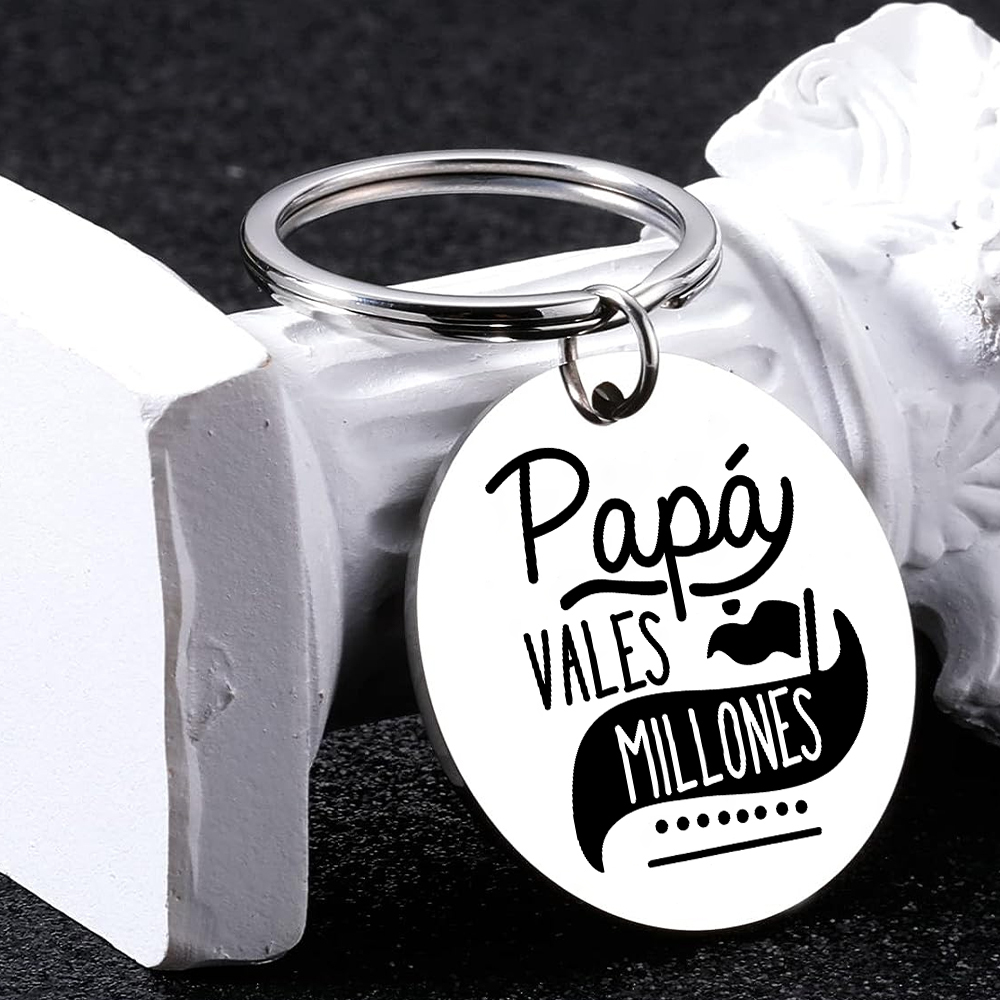A mi papá-Llavero de placa redonda "Papá vales millones"