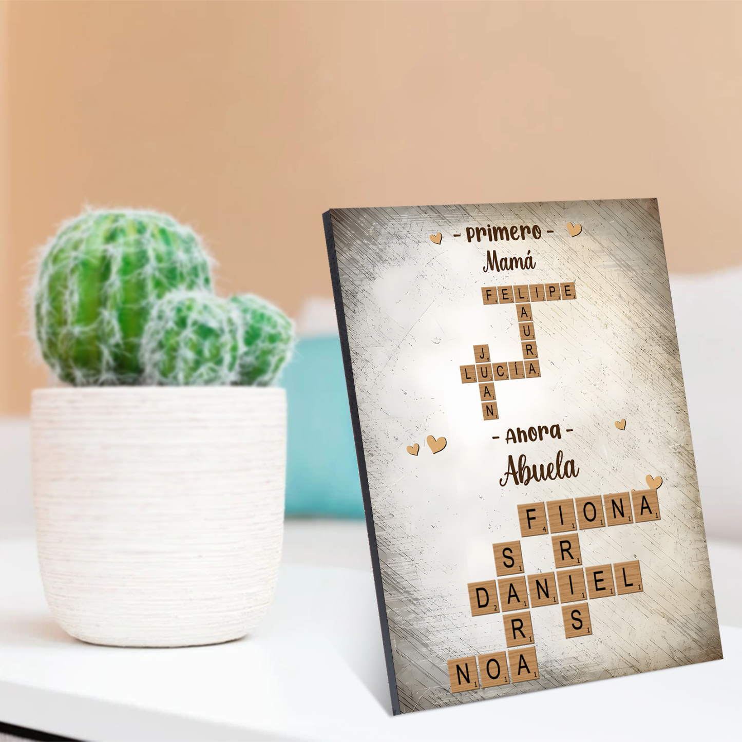 A mi abuela-Lámina crucigrama marco de madera 1-12 nombres personalizados | Jessemade