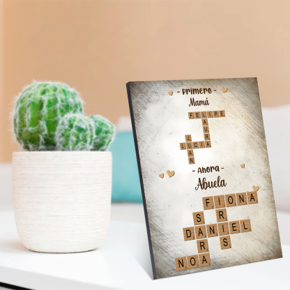 A mi abuela-Lámina crucigrama marco de madera 1-12 nombres personalizados | Jessemade
