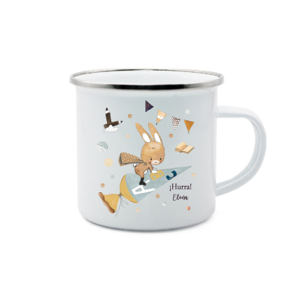 Vuelta al cole-Taza para niños "conejita" con 1 nombre personalizado