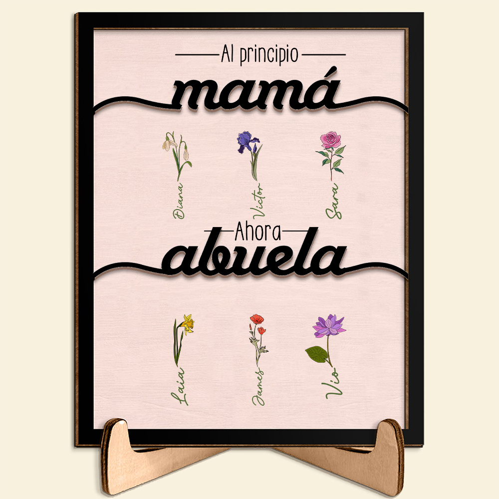 A mi abuela-Decoración de madera 2-12 nombres y flores de nacimiento personalizados | Jessemade