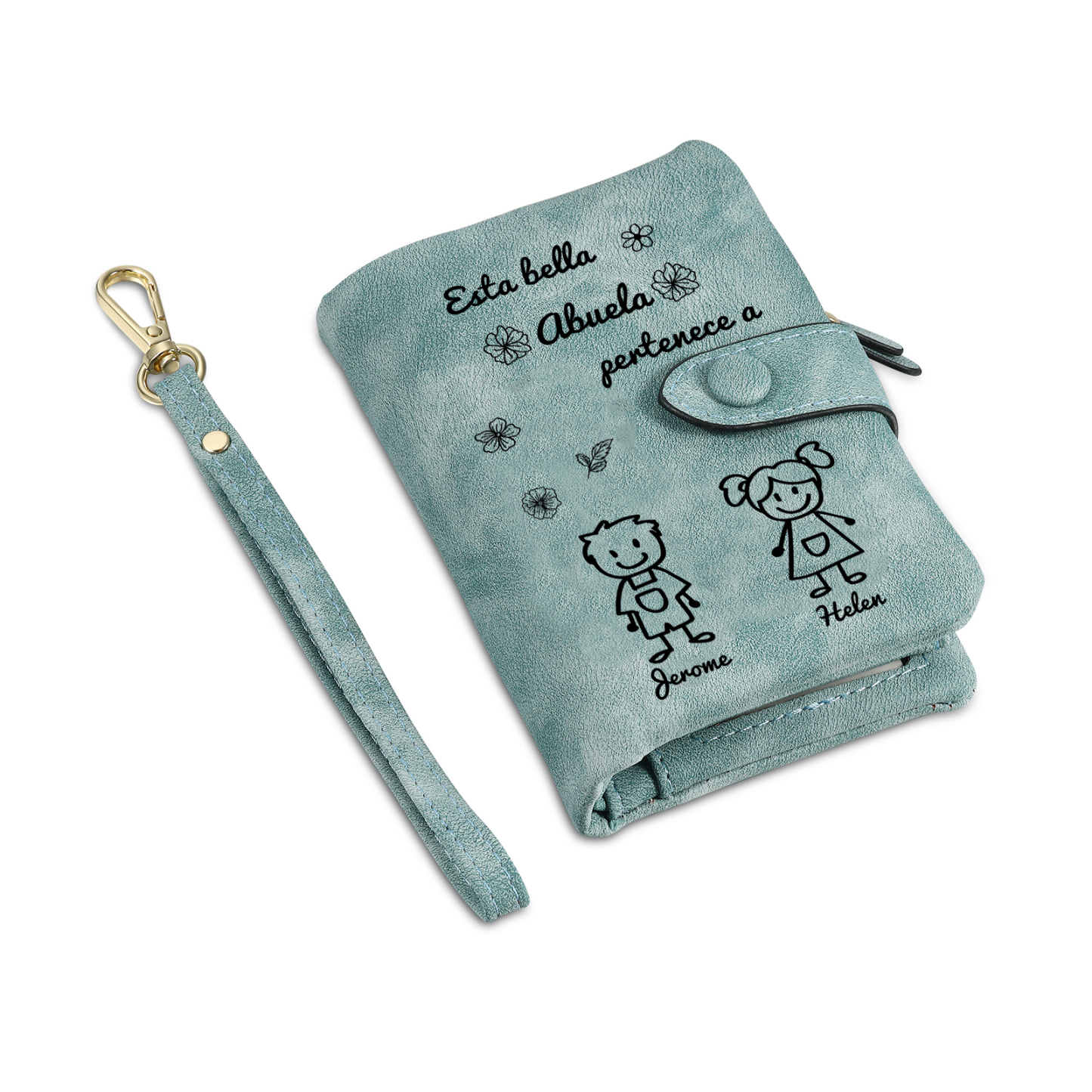 A mi abuela-Cartera, billetera con dibujos seleccionados 2 nombres personalizados monedero clásico para mujer | Jessemade