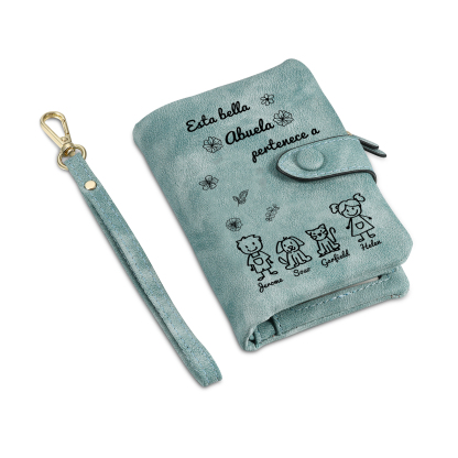 A mi abuela-Cartera, billetera con dibujos seleccionados 4 nombres personalizados monedero clásico para mujer | Jessemade