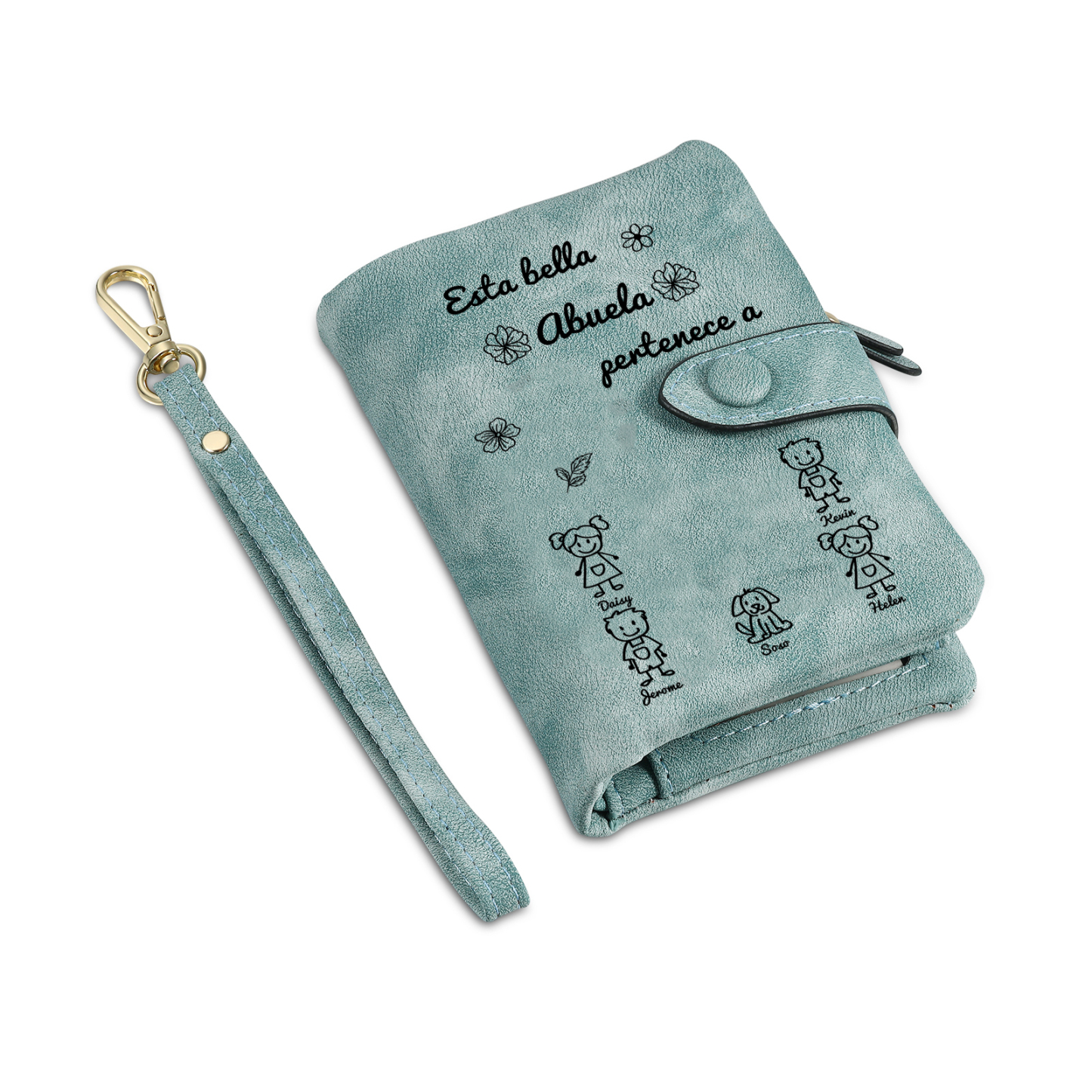 A mi abuela-Cartera, billetera con dibujos seleccionados 5 nombres personalizados monedero clásico para mujer | Jessemade