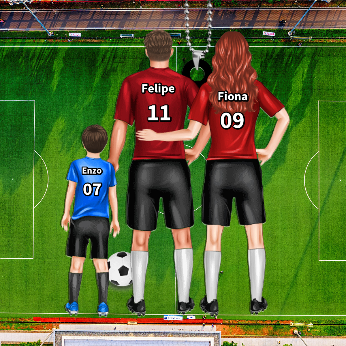 Llavero de acrílico fútbol padres e hijos 3-6 nombres y ropas personalizados | Jessemade