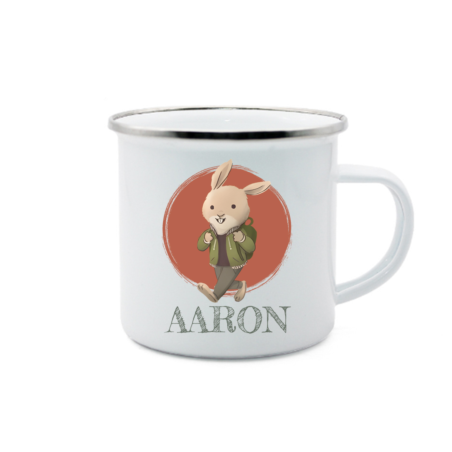 Vuelta al cole-Taza para niños "conejito con mochila" con 1 nombre personalizado