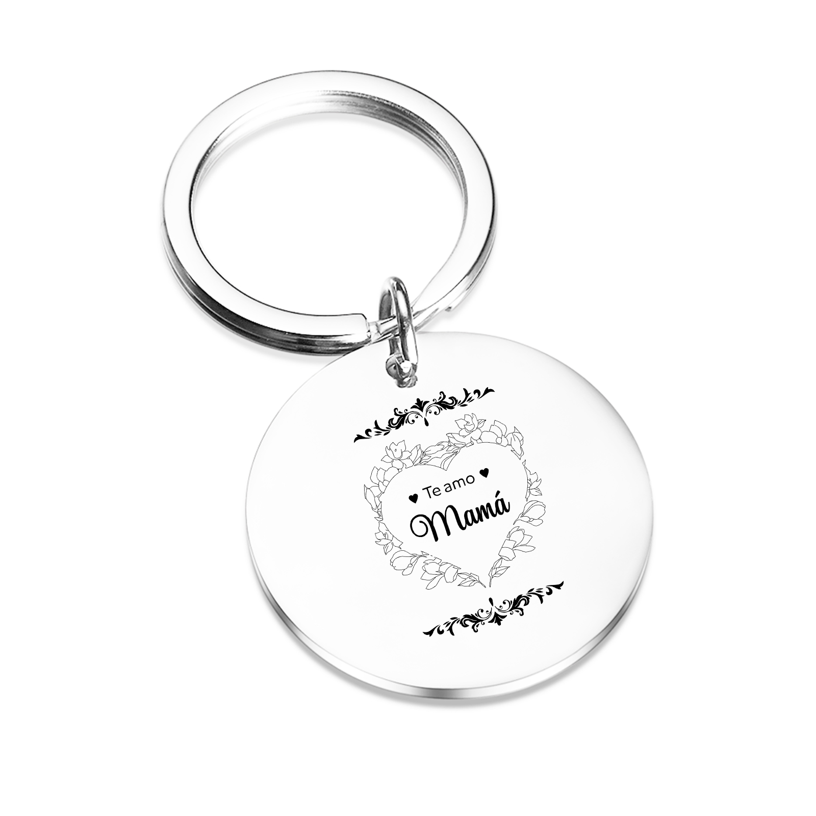 A mi mamá - Llavero de placa redonda "Te amo mamá"