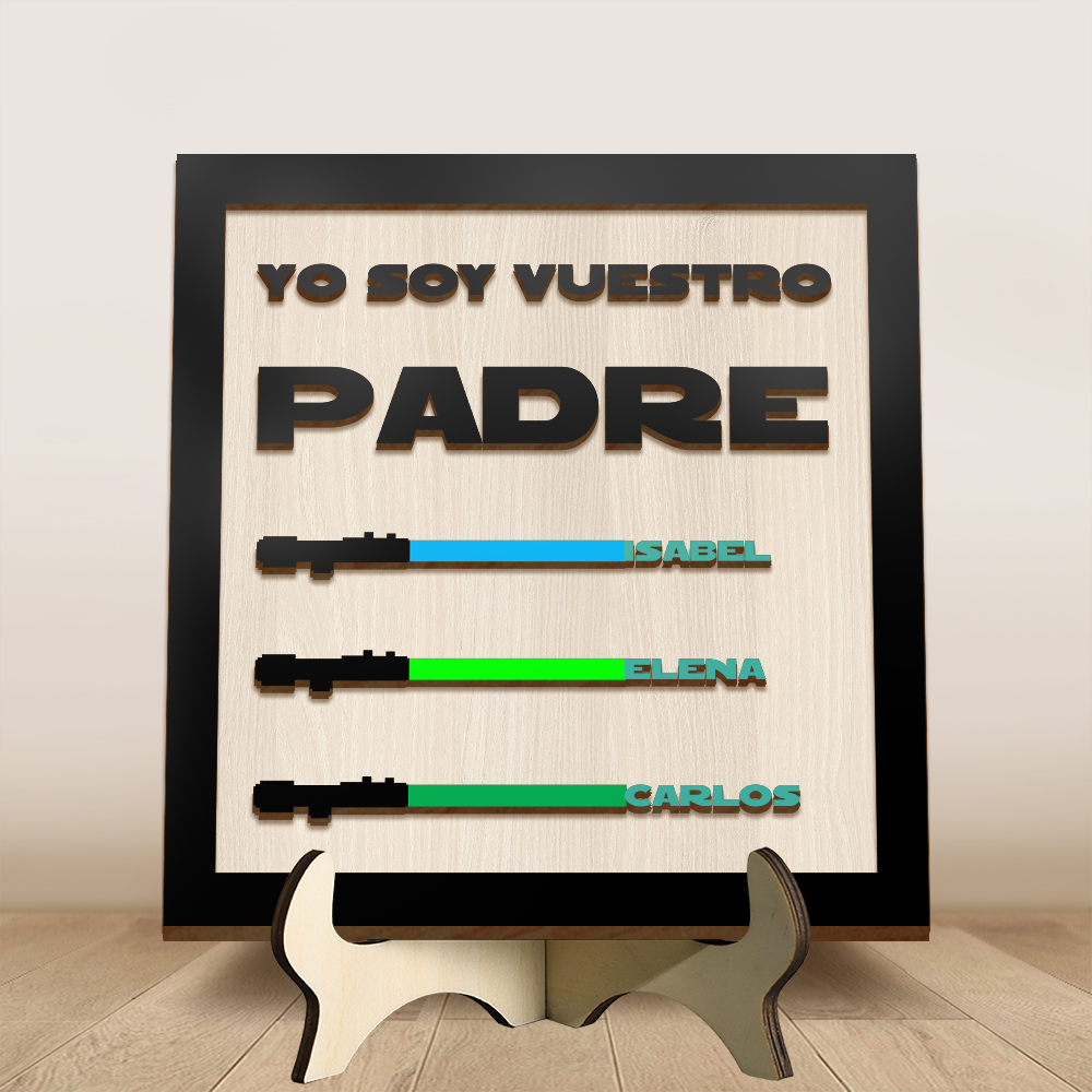 Figura de Madera Personalizada con Nombres para Abuelo | Regalo Día de los Abuelos Original y Sentimental