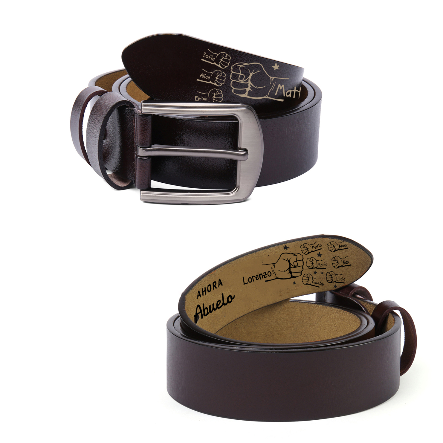 Cinturón de cuero personalizado con grabado a medida – Regalo de cumpleaños para abuelo | Jessemade