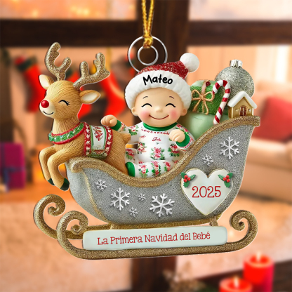 Adorno de trineo personalizado para la primera Navidad del bebé