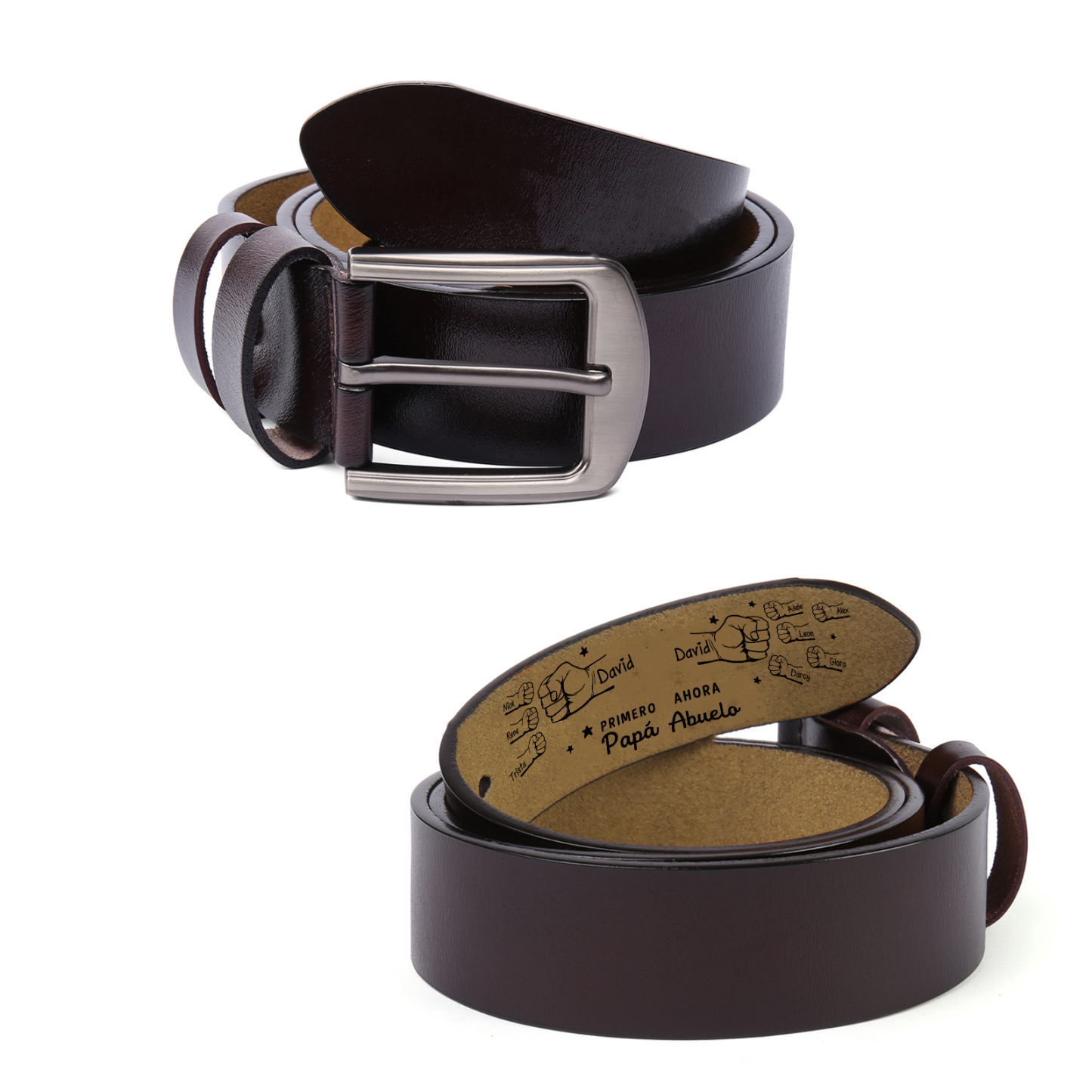 Cinturón de cuero personalizado con grabado a medida – Regalo de cumpleaños para abuelo | Jessemade