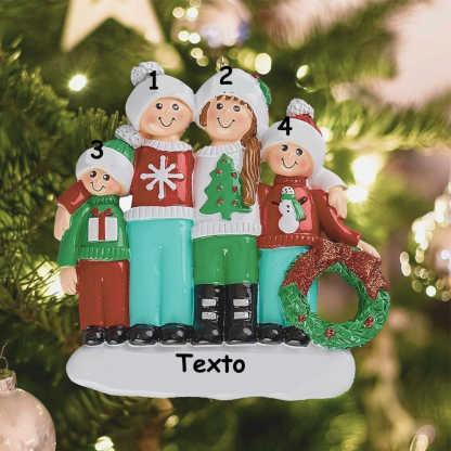 Navidad-Ornamento con muñecos de madera 4 nombres y 1 texto personalizados adorno del árbol | Jessemade