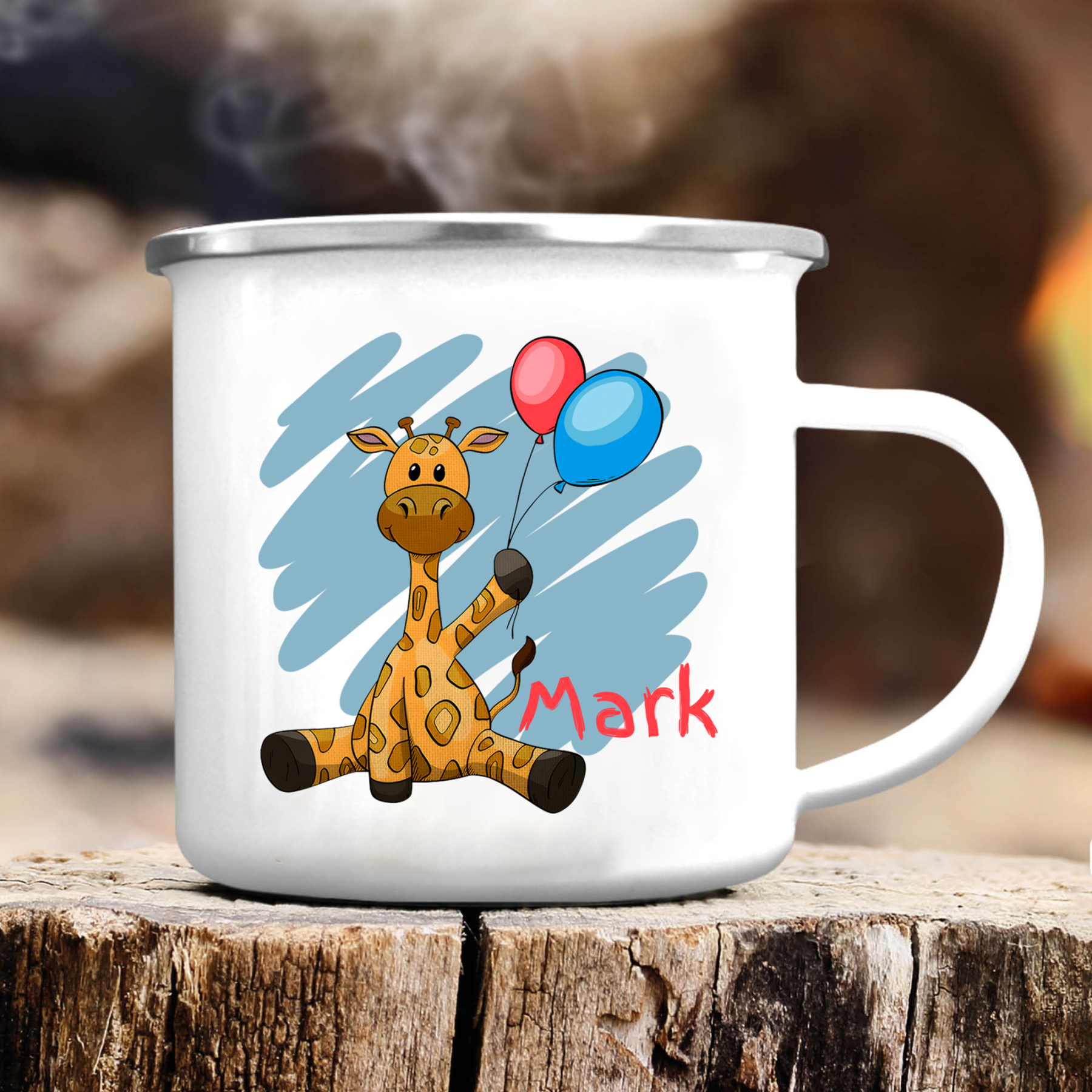 Vuelta al cole-Taza para niños "girafa" con 1 nombre personalizado