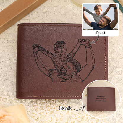 Cartera de Cuero para Hombre Personalizada – Con Foto y Textos Grabados | Jessemade ES