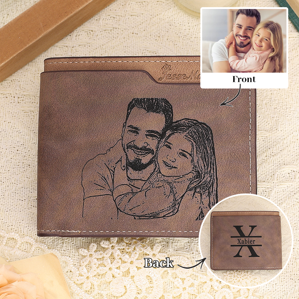 Cartera, billetera con 1 foto, 1 nombre y 1 letra monedero personalizado para hombre | Jessemade