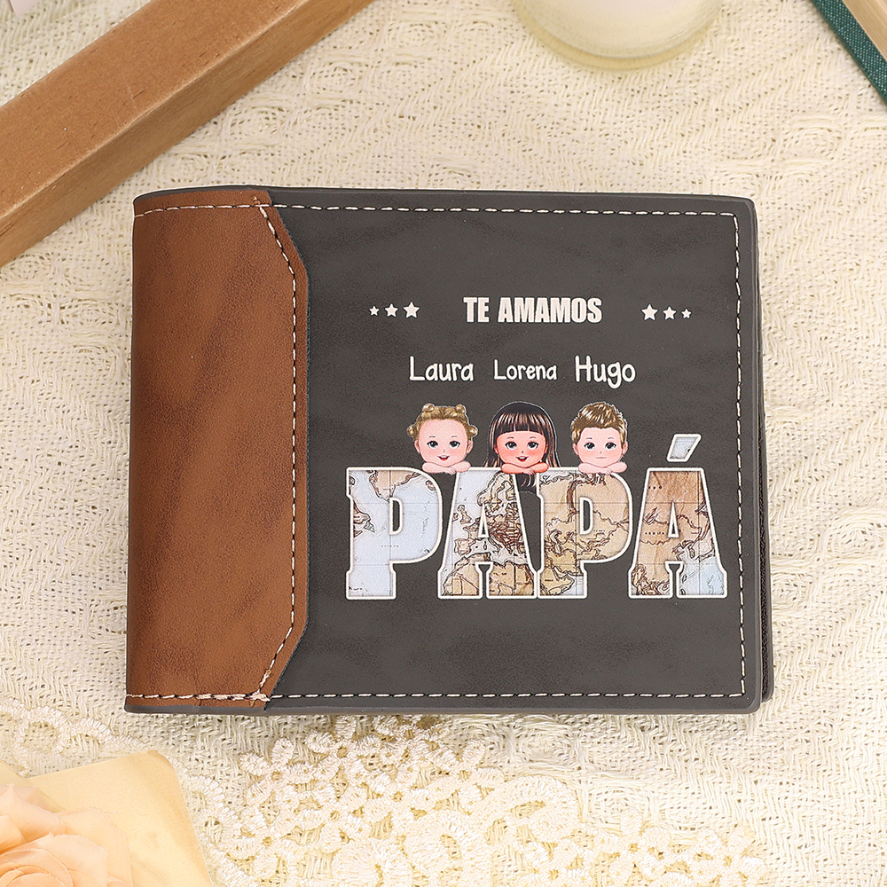 A papá-Cartera, billetera clásica con niños 1-6 nombres personalizados | Jessemade