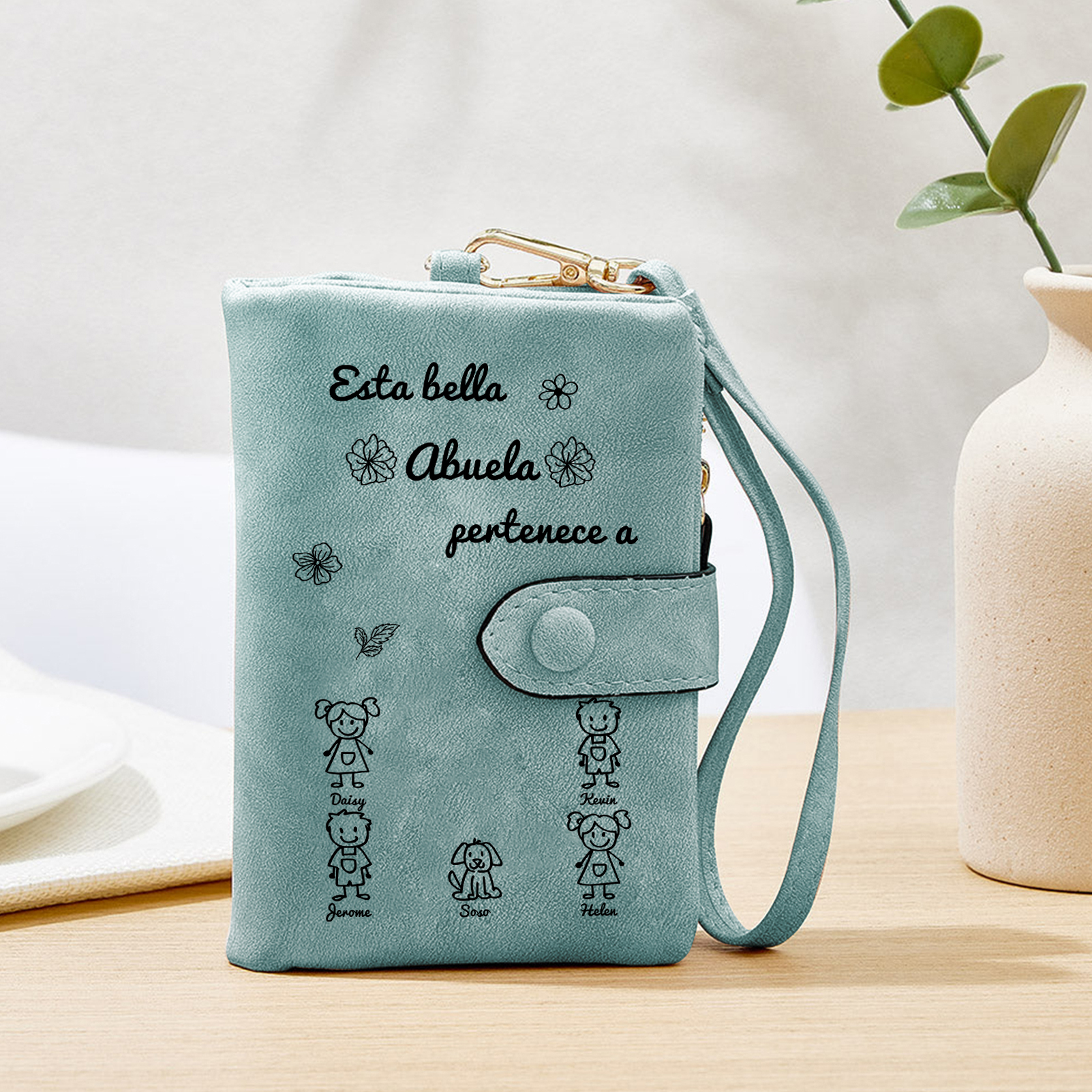 A mi abuela-Cartera, billetera con dibujos seleccionados 5 nombres personalizados monedero clásico para mujer | Jessemade