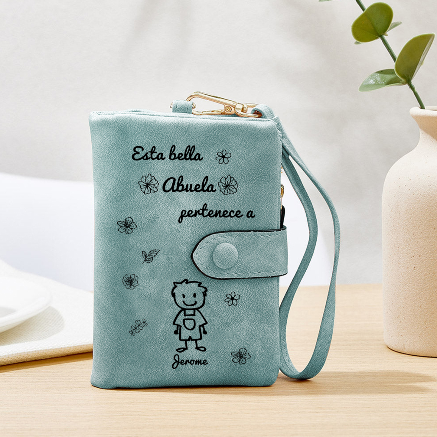 A mi abuela-Cartera, billetera con dibujos seleccionados 1 nombre personalizado monedero clásico para mujer | Jessemade