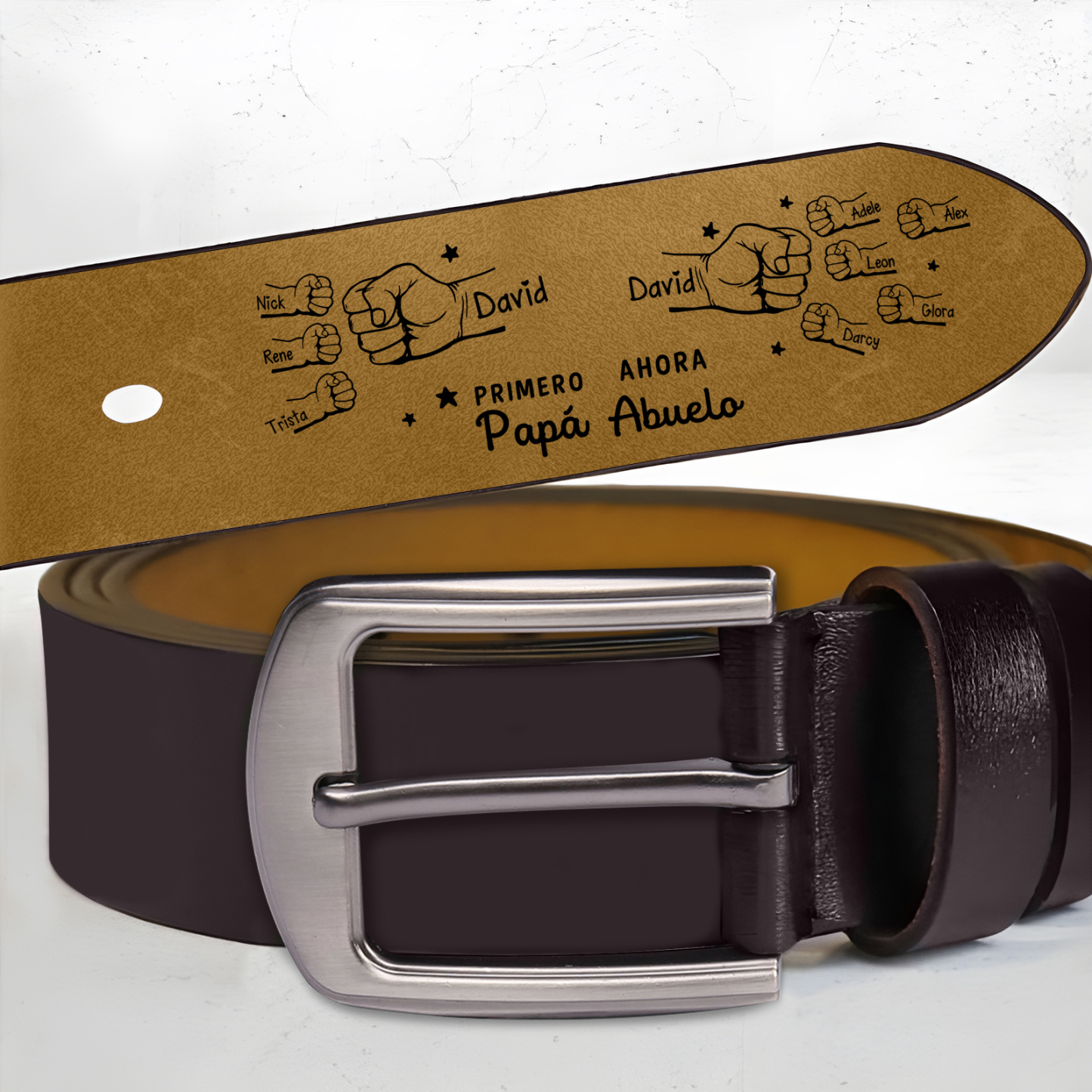 Cinturón de cuero personalizado con grabado a medida – Regalo de cumpleaños para abuelo | Jessemade