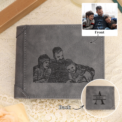 Cartera, billetera multifuncional personalizada con 1 foto, 1 nombre y 1 letra monedero para hombre | Jessemade