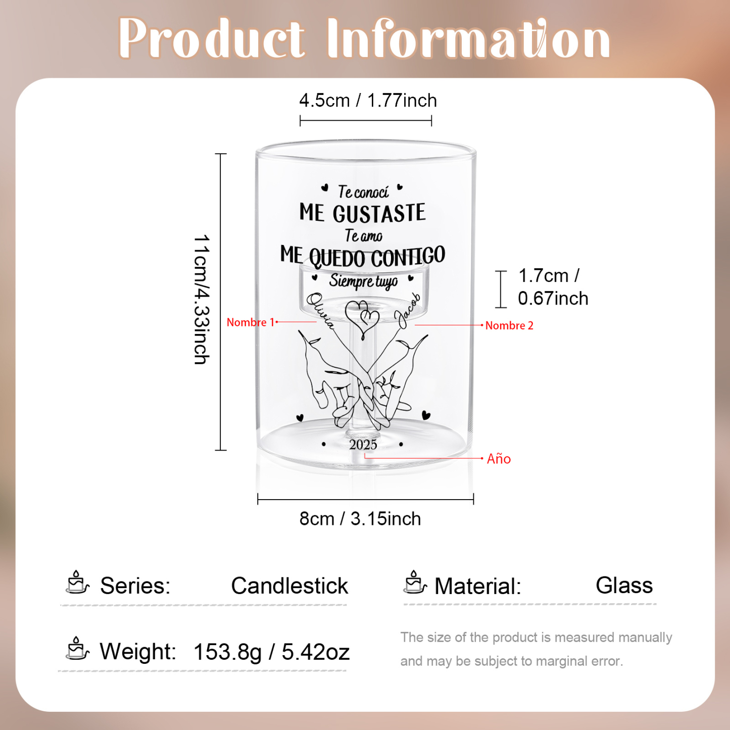 Vela LED personalizada para pareja «Promesa del meñique»