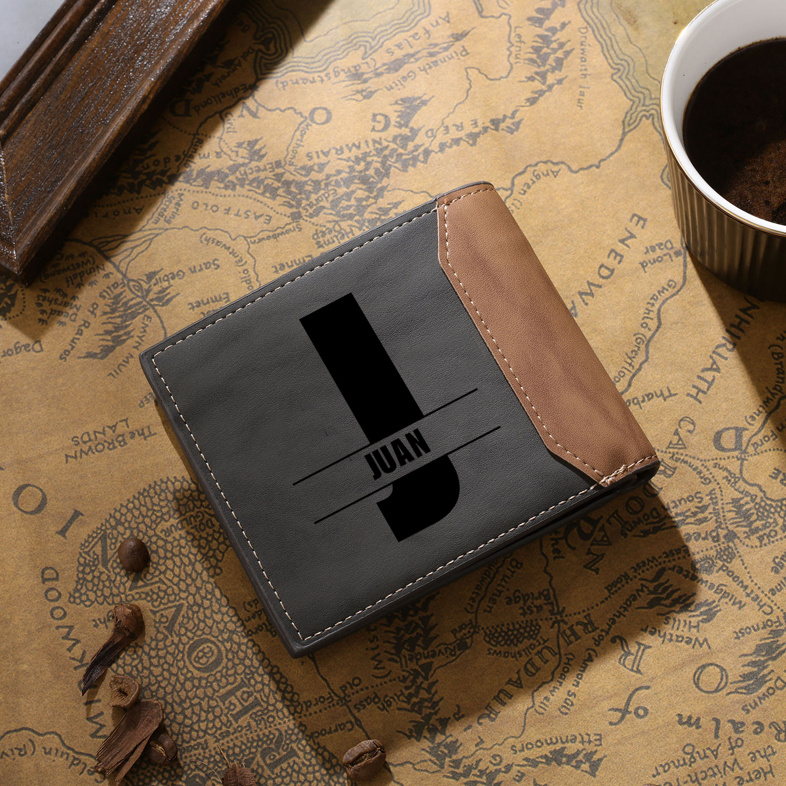 A abuelo/papá-Cartera, billetera clásica foto, nombre y letra personalizados | Jessemade