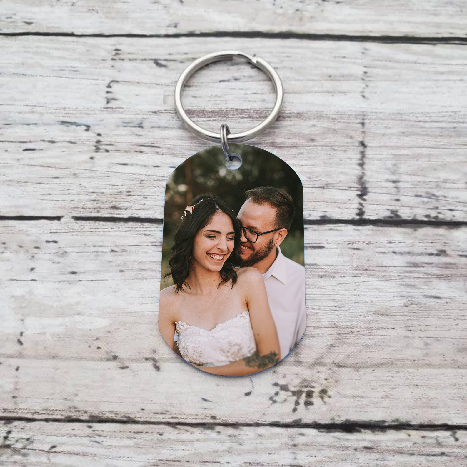 Llavero personalizado con foto y texto para pareja