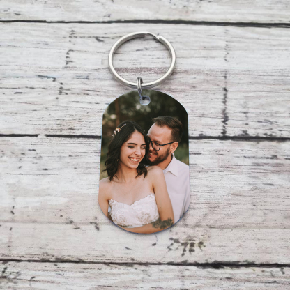 Llavero personalizado con foto y texto para pareja