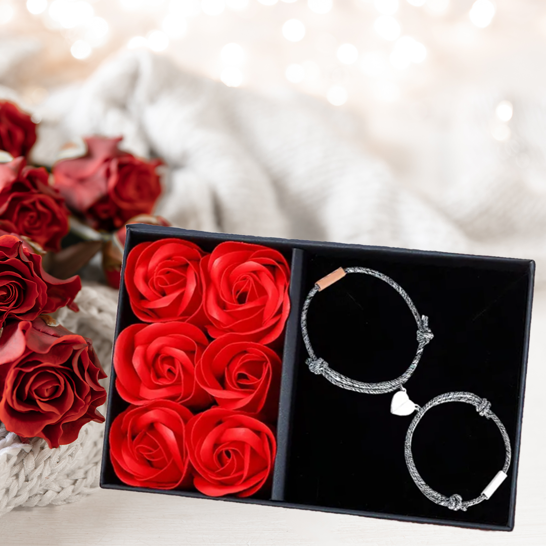 Pulsera compartida de cuerda 2 nombres personalizados para pareja con dije magnético | Jessemade