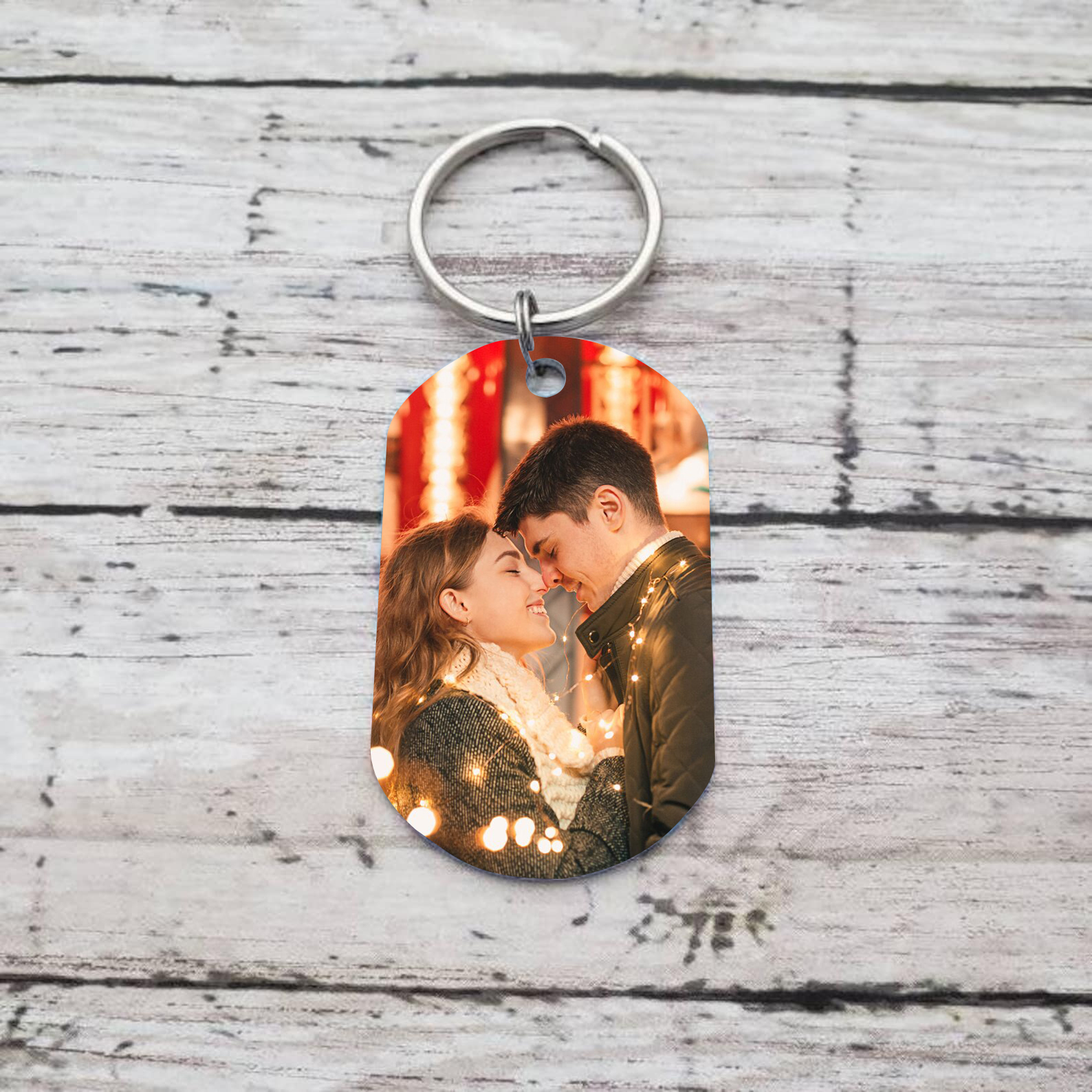 Llavero para pareja dos corazones personalizado con 2 nombres y foto | Jessemade